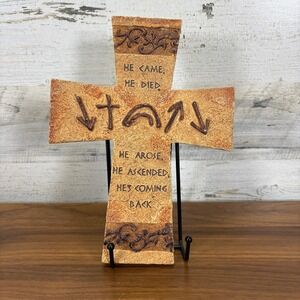 Christian Cross Stone Resin Jesus Came Down, Died on The Cross, Rose Again, Back